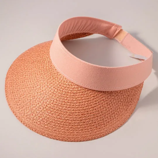 Two Tone Straw Visor Hat