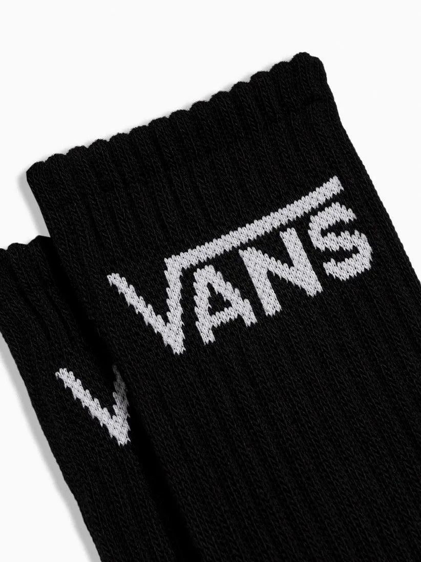 VANS UNISEX CLASSIC 3 PACK BLACK CREW SOCKS