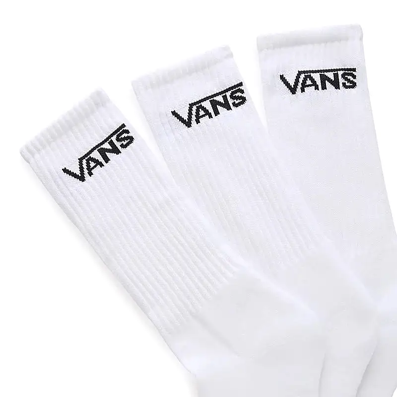 VANS UNISEX CLASSIC 3 PACK WHITE CREW SOCKS