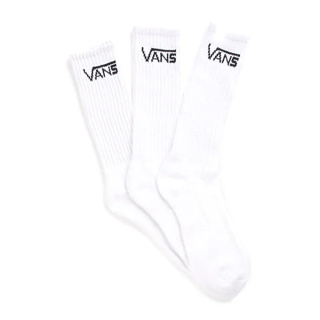 VANS UNISEX CLASSIC 3 PACK WHITE CREW SOCKS