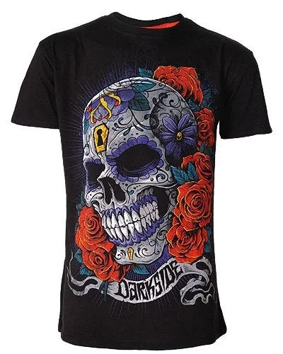 Women's Black T-Shirt Flower sugar skull