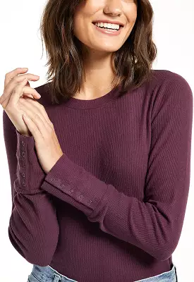 Z Supply - Alex Brushed Rib Top Deep Plum